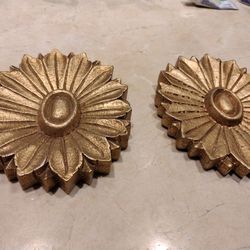 Italian Gold Painted Suns Wood Wall Accent/Decoration set of 2