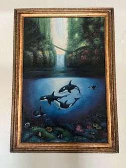 Beautiful large orca frame painting
