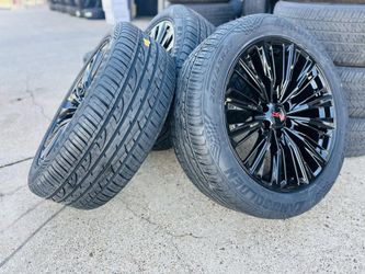 22" BLACK RIMS TIRES 2854522 TIRES