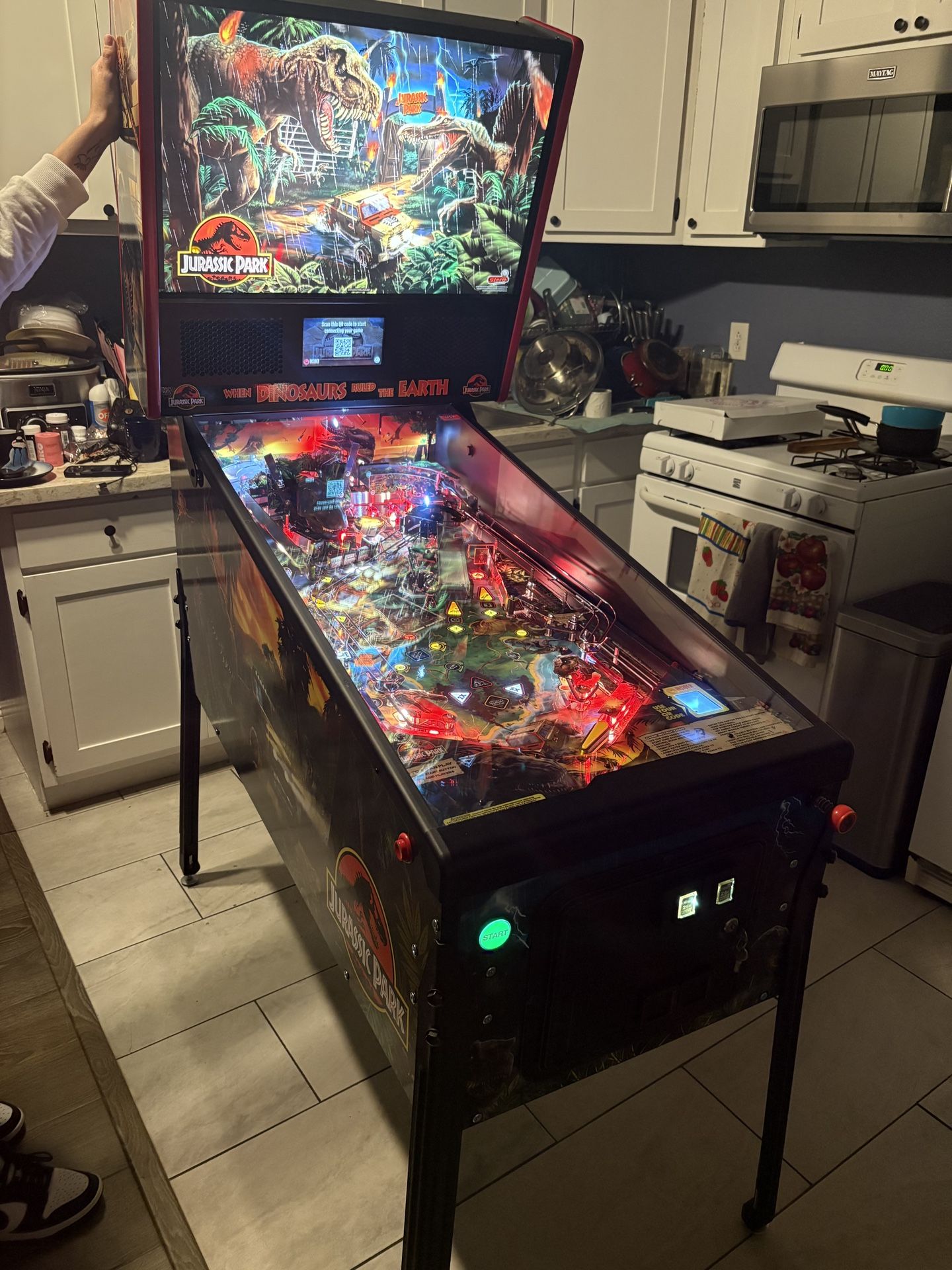 Stern Jurassic Park Pinball Machine - (Home Edition) Dynamic Gameplay, Sculpted T-Rex, LED Lights