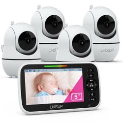 UKSUP Baby Monitor with 4 Cameras and Audio- Video Baby Monitor with 960ft Long Range Remote
