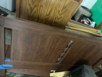 Nice wooden bed frame queen size only imperfection is the two corners will touch up paint will do