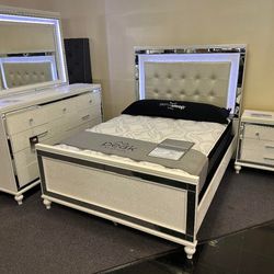 Valentino Bedroom Set,  Furniture  Bed Frame Dresser Mirror Nightstand 