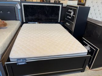 New bedroom set queen size mattress and bed frame and chest and nightstand