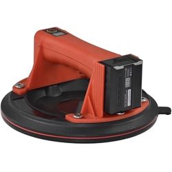 Glass Suction Cups, 8 Inch Electric Vacuum Suction Cup Double Layer Rubber LED Heavy Lifting Tools for Ceramic Tile for Tiles,Windshield,Window(Red-2 