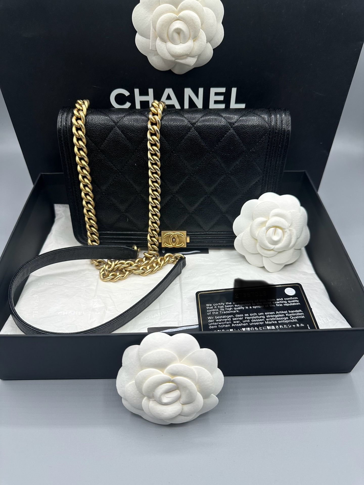 Chanel Boy Wallet On Chain Caviar GHW