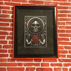 CUSTOM MATTED ZOMBIE SKULL ROSE FRAME
