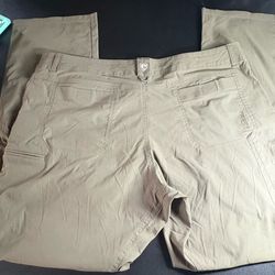 KÜHL Renegade pants Buckskin khaki straight leg 42x34 camping water resistant