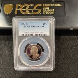 1983 S Gem Proof Washington Quarter Graded At PR69 With A Deep Cameo B-10