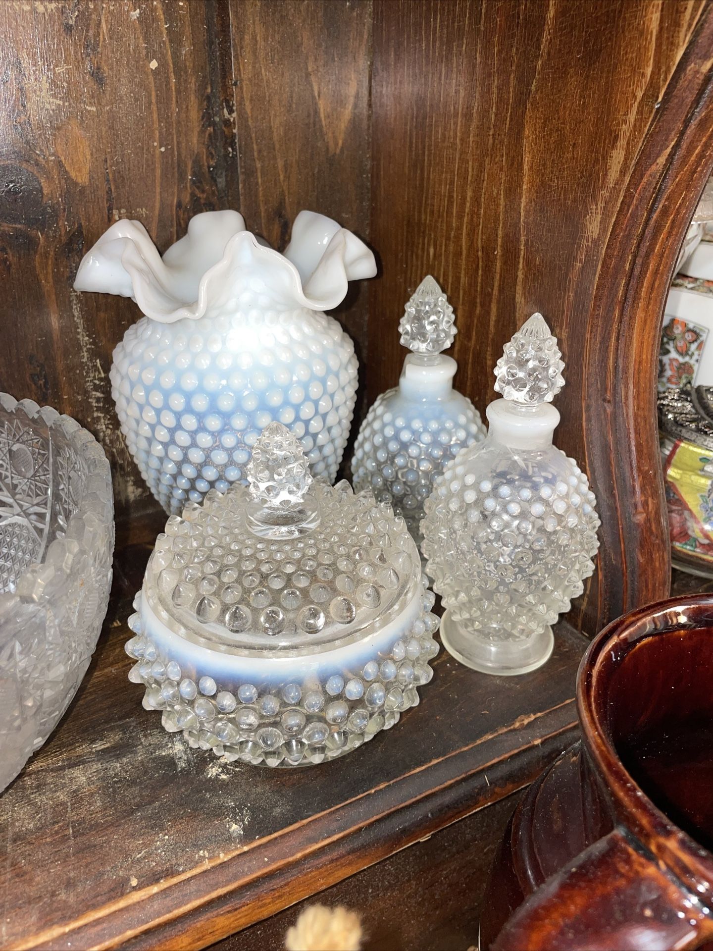 Blue Hobnail Vanity Set 