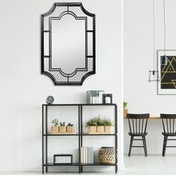 Vintage Metal Framed Wall Mirror, Black 23.75 inches L x 2.75 inches W x 36 inches H