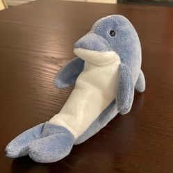 1996 Vintage Ty Beanie Baby Echo the Dolphin PVC Pellets Good Condition 9" long 