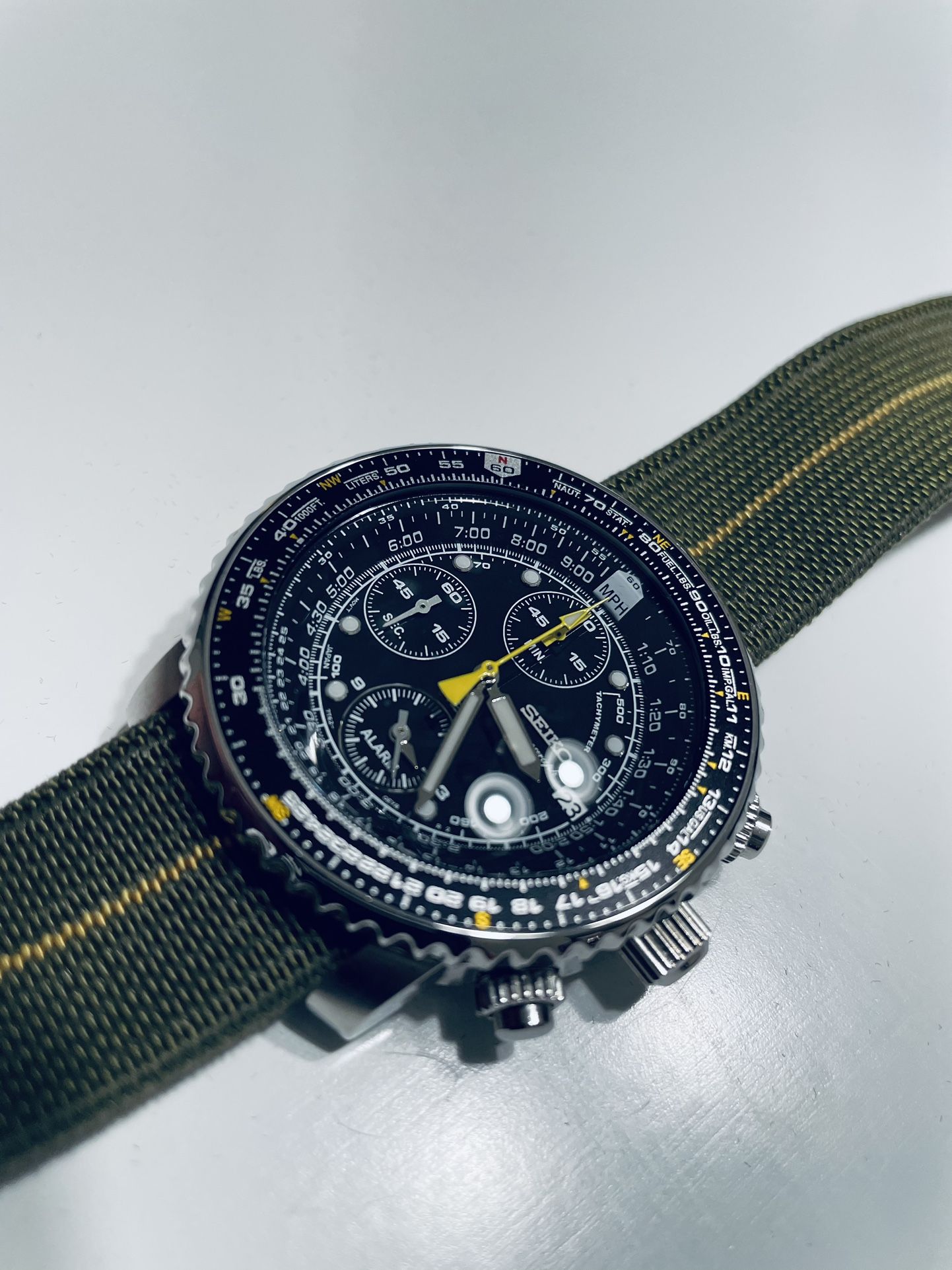 Seiko Flightmaster Pilot Chronograph Watch SNA411 / 7T62-0EB0 