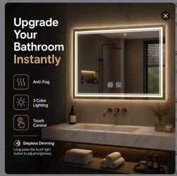 ·16x24 inch Bathroom Mirror with LED Light, Anti-Fog, Dimmable