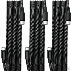 USB C Cable, 3 Pack 10FT USB C to USB C 60W Fast Charging Cable, Nylon Braided Type C Charger Cable for iPhone 17/16/15/iPad MacBook Galaxy Support Ca
