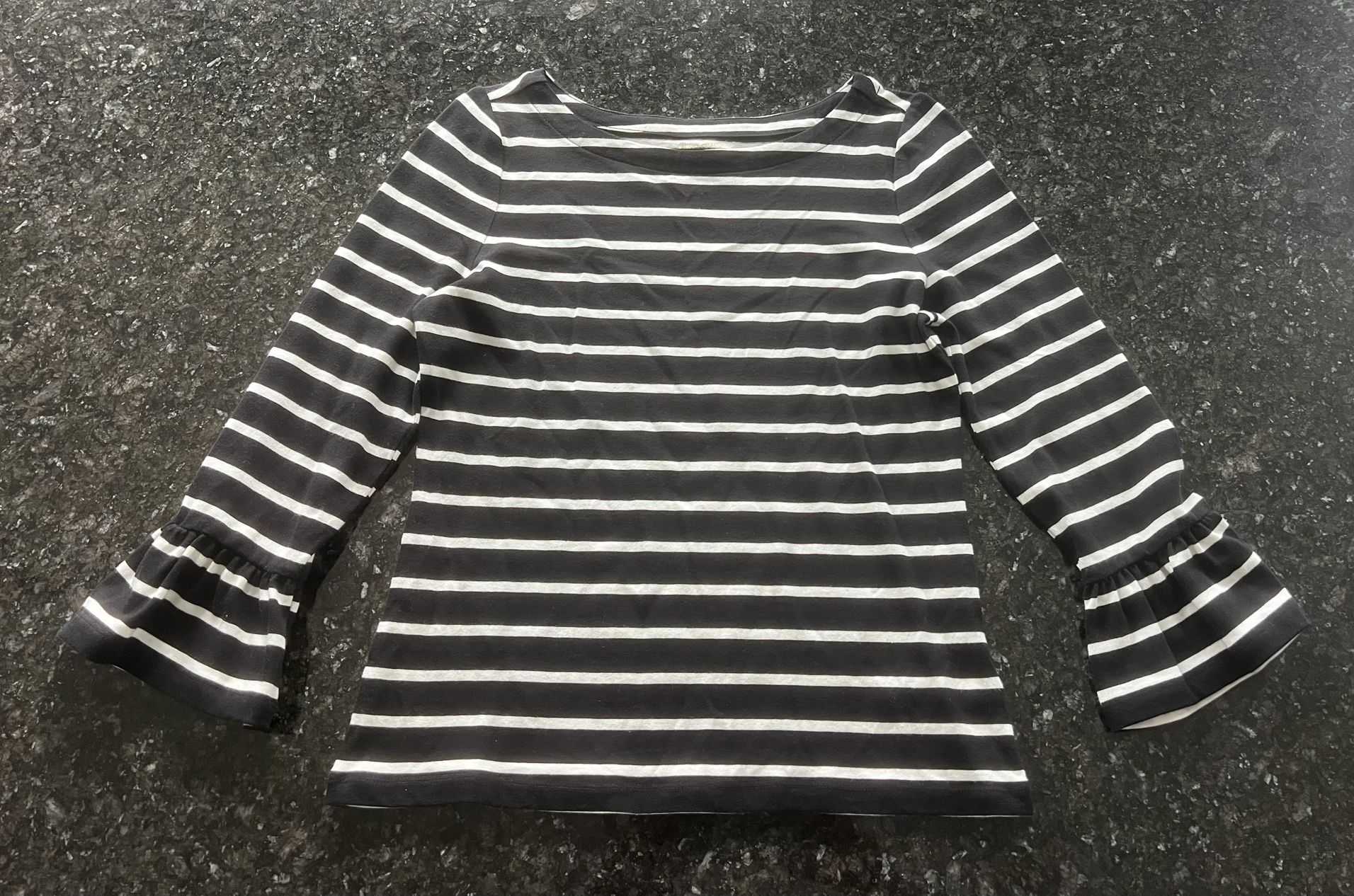 Kate Spade Black and White Fitted 3/4 Sleeve Blouse