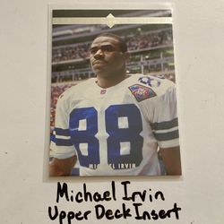 Michael Irvin Dallas Cowboys Hall of Fame WR Upper Deck Short Print Insert Card. 