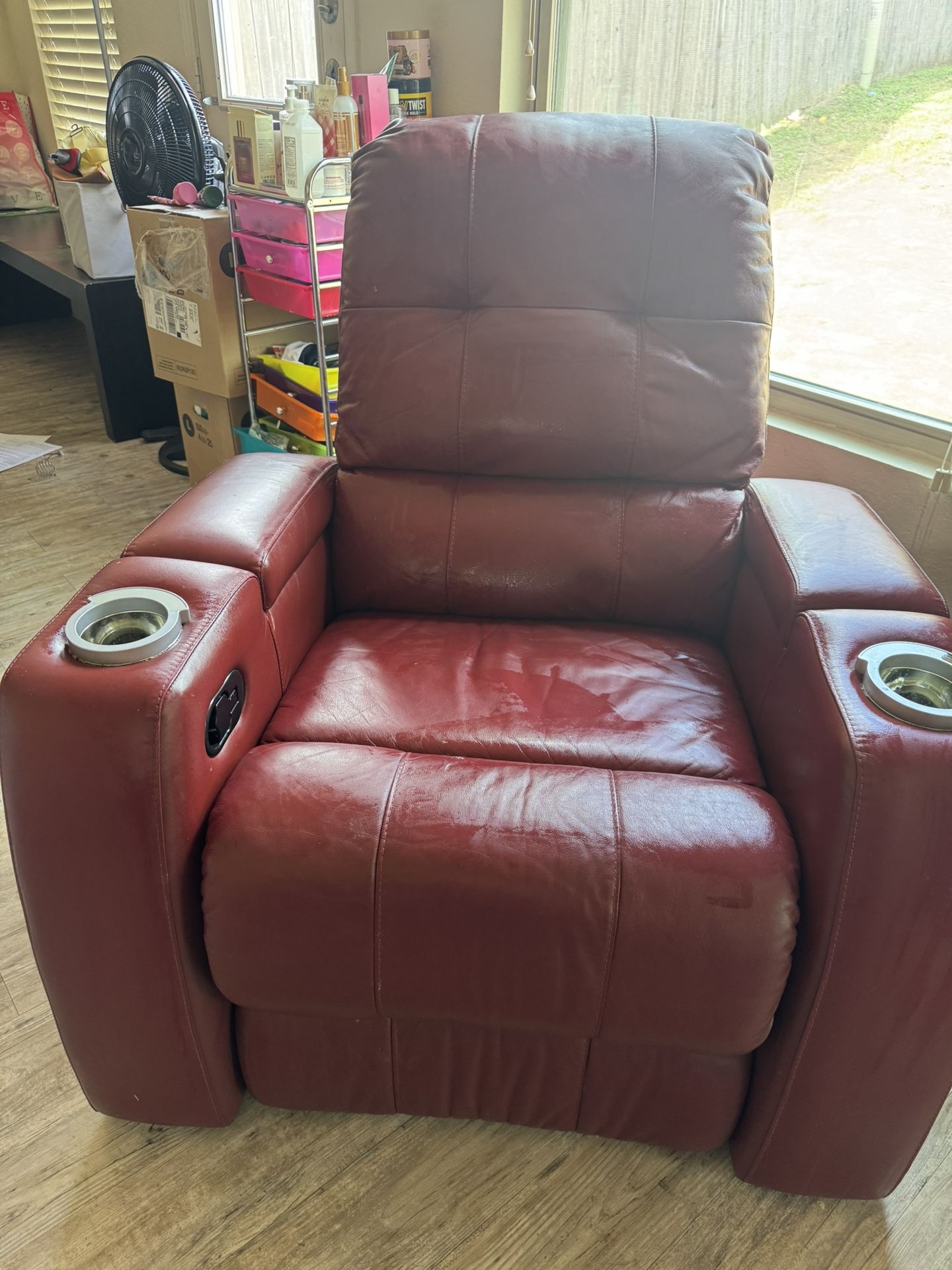 Red Leather Recliner Chair