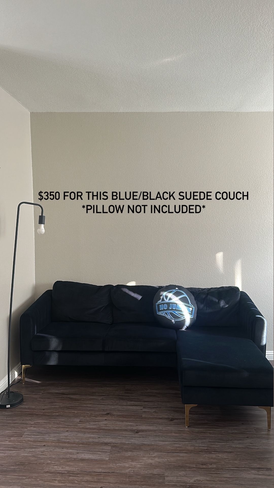Suede Blue/black Couch