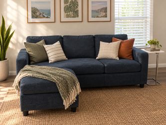Navy Blue Couch + Ottoman