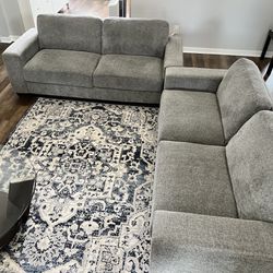 Grey Fabric Couches - Set Of 2