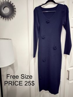 Dark Blue dress with flowers