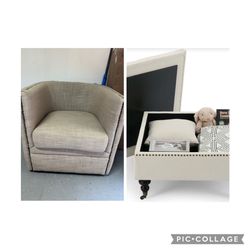 Upholstered chair & coffee table