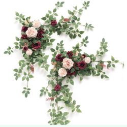Ling's Moment Set of 2 Artificial Floral Swags - Marsala and Blush