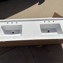 60” Quartz Double Sink Vanity Top – New