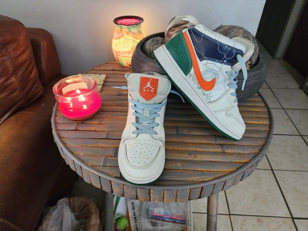 🟠 Jordan 1 Mid SE – Size 7Y – Sail/Safety Orange/Psychic Blue – Clean! 🔥