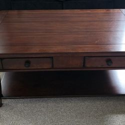 Wood Coffee Table & TW0 End Tables