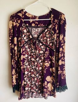 NWT Free People Odette Printed Tunic Espresso Combo Size XS ($128 Retail)