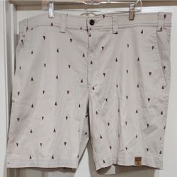 NEW Foundry, Tan with Sailboats, Comfort Stretch Waistband, Flat Front, W48