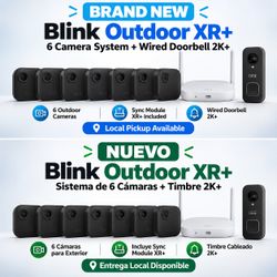 NEW Blink Outdoor XR+ 6 Camera Security System + Wired Doorbell 2K+