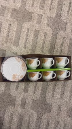 12-Piece Opal Glassware Cup and Saucer Set