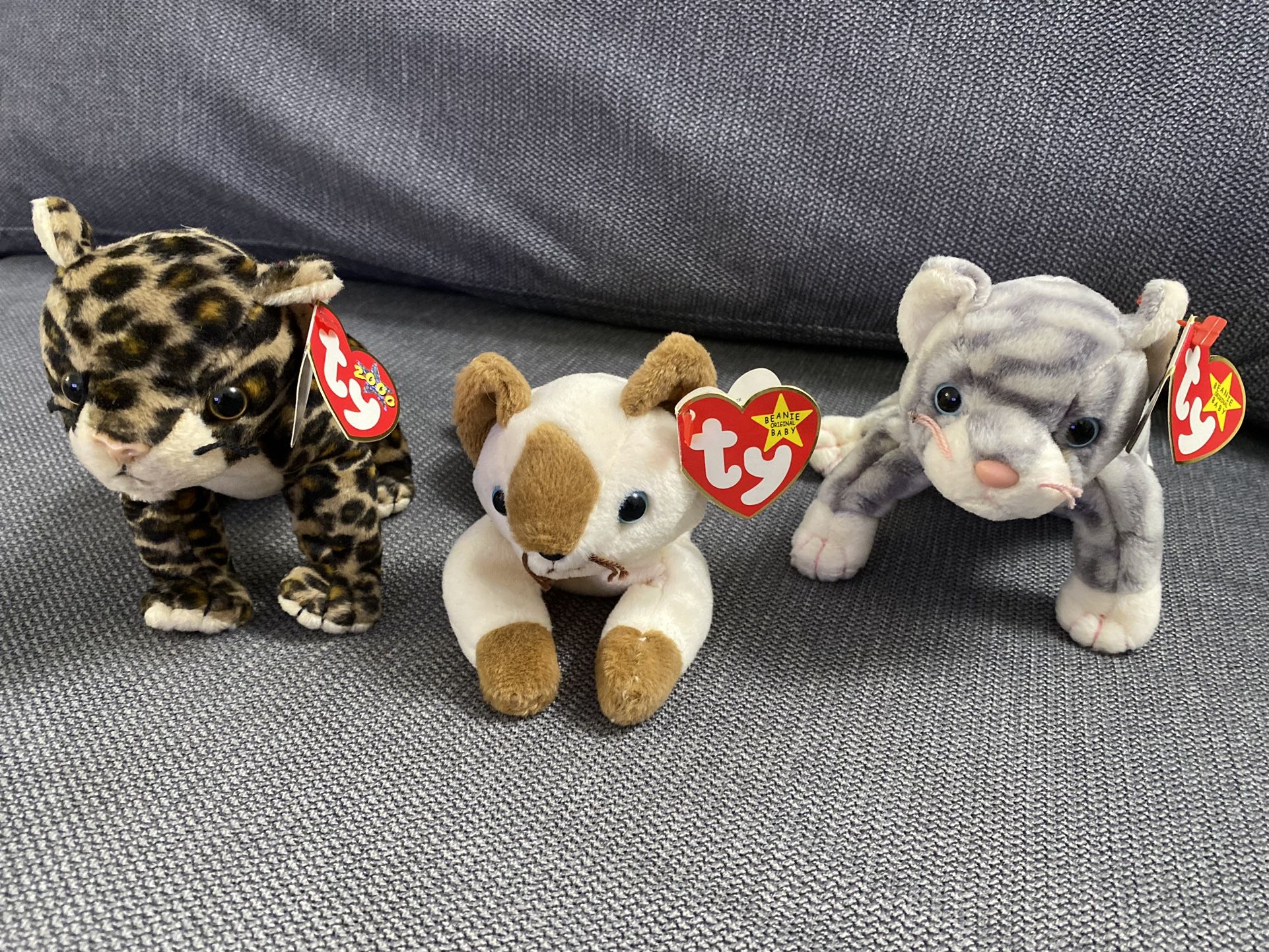 TY beanie babies lot of 3 “ Silver; Snip; Sneaky”
