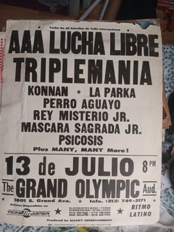 Lucha Libre AAA 1996 Grand Olympic Auditorium Poster