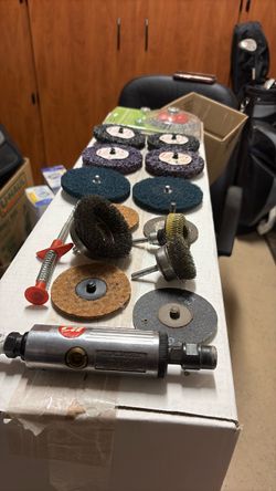 Die grinder, 25,000 RPM, 12 discs, and Warrior 4-1/2" Crimped Wire Bevel Brush