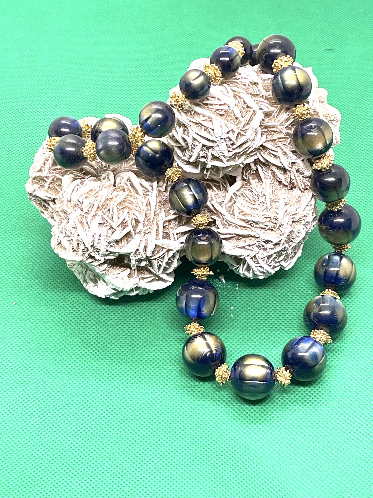 Vintage Crown Trifari Blue 24” Necklace 