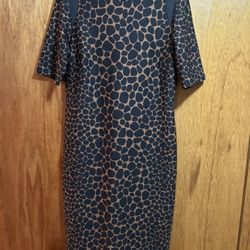 Taylor Black and Brown Patterned Midi Dress