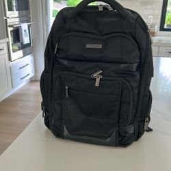 Black Samsonite Backpack With Luggage Strap
