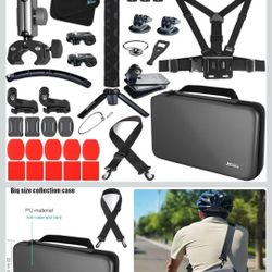 Accessory Kit for DJI Osmo 360 Magnetic Mount Bundle with Carrying Case Selfie Stick Glass Screen Protector Silicone Case Head/Chest Strap Mounts 