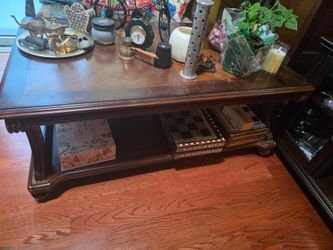 Large Traditional Wood Carved Coffee Table