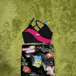 Civil Regime Teen Titans Go Black and Pink Starfire Star Kelly Seamless Bra size small 