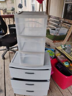 Tan 3 Drawer Plastic Storage Container
