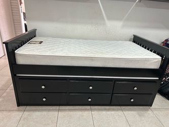 Twin Captain's Bed with 3 Drawers and Mattress