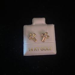 14k Gold Cross Earrings (Valentine Gift Idea)
