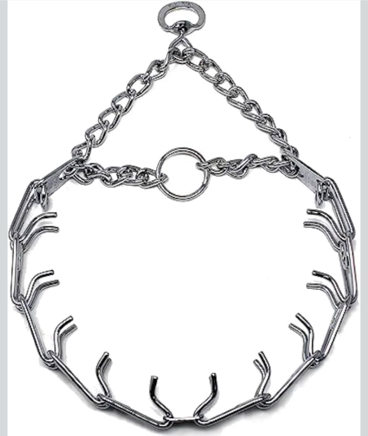 Prong Dog Training Collar Ultra-Plus Chrome Plated Steel Pet Pinch Collar for Dogs