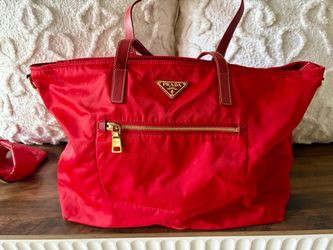Prada Red Nylon Tote Bag