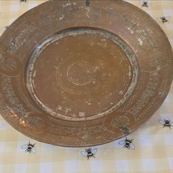 Antique 19th C Ottoman,Armenian Tinned Copper Plate Charger